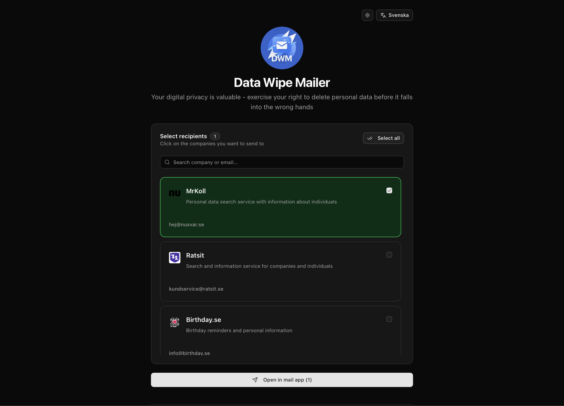 Data Wipe Mailer screenshot