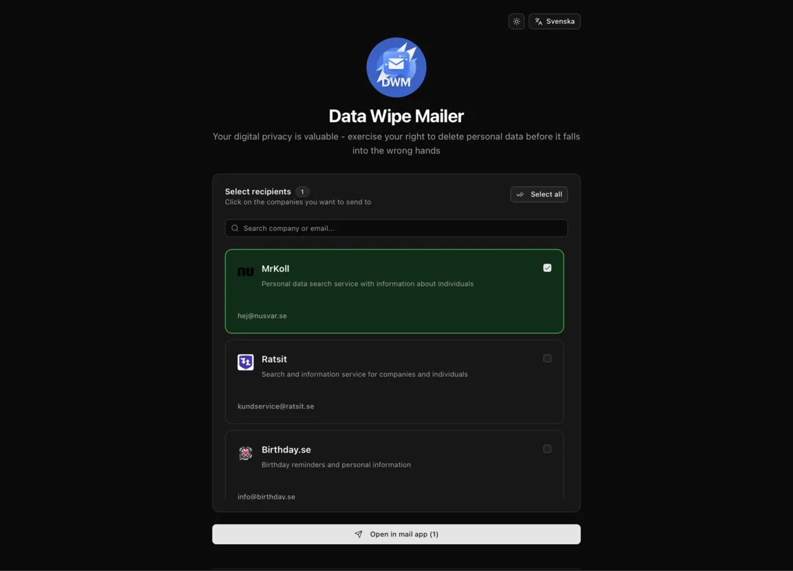 Data Wipe Mailer screenshot